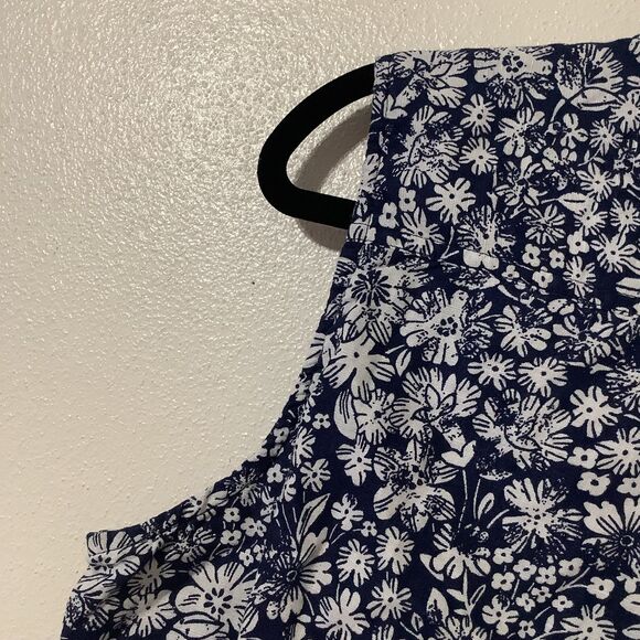 Izod Navy Floral Cottagecore Summer Linen Blend Retro Daisy Dainty Mini Dress 2X - Picture 11 of 12